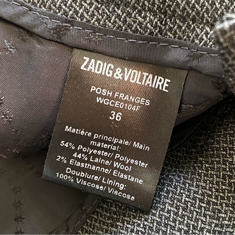 ZADIG & VOLTAIRE gray Pantalon Posh Franges fringe hem straight leg dress pants - Picture 12 of 15